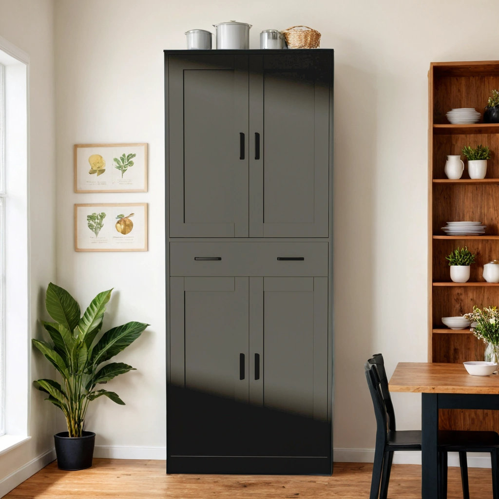Pantry Cabinet, 71" Tall Kitchen Pantry Storage Cabinet With Doors And Drawer, Freestanding Kitchen Hutch Cabinet For Kitchen, Dining Room, Hallway Ebern Designs 