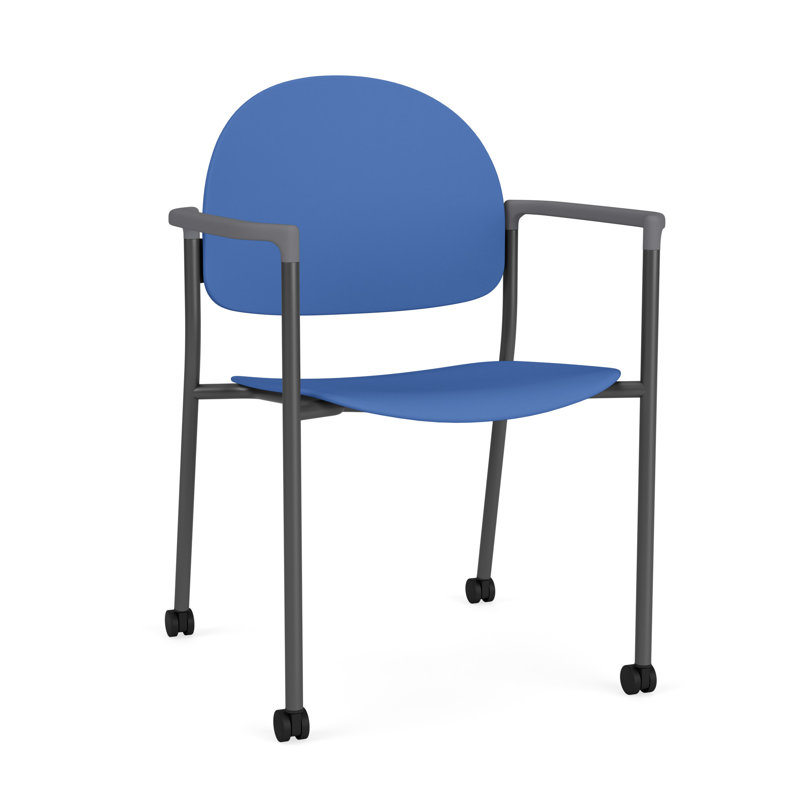 Chaise d'invité à chat avec roulettes, Gris anthracite, Poly cobalt bleu
