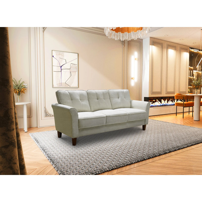 Canapé à accoudoirs arrondis 78 po, Polyester beige