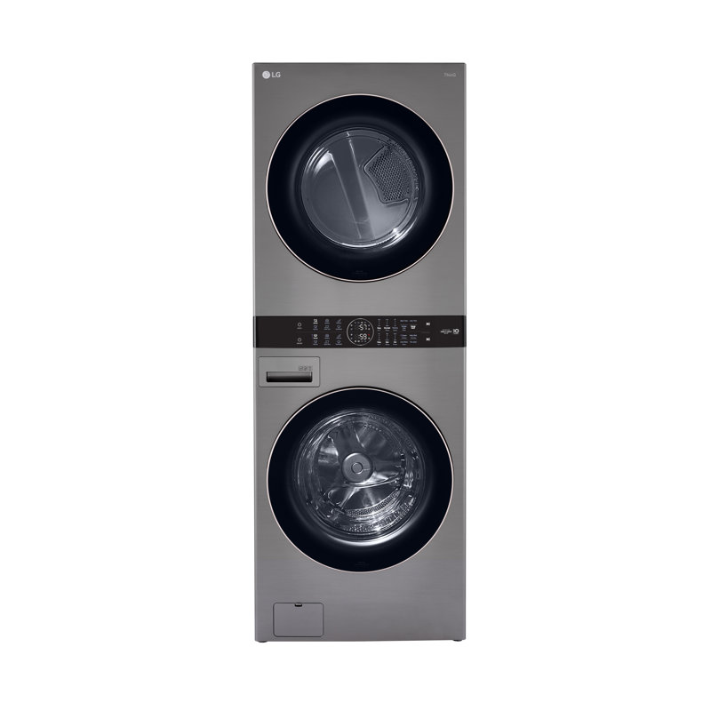 LG Single Unit Front Load WashTower with Center Control, Washer and 7.4 cu. ft. Gas Dryer, 4.5 cu. ft., Steel