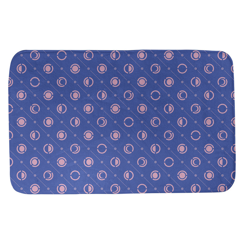 Tapis de bain géométrique antidérapant en microfibre Moon phases, l 17 po x L 24 po, Bleu/rose