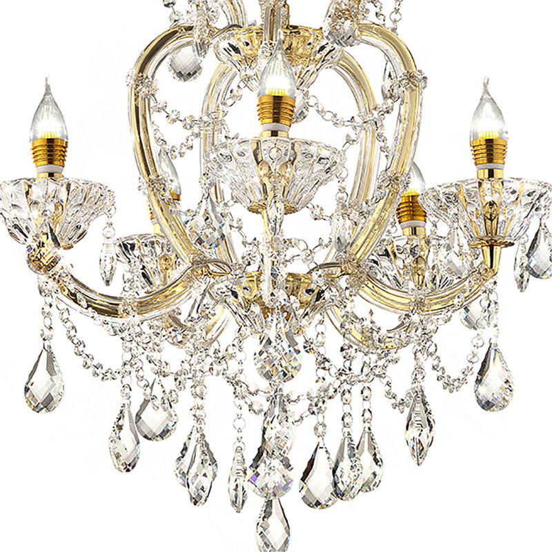Lustre 22 pouces à 5 lumières en cristal doré Bella