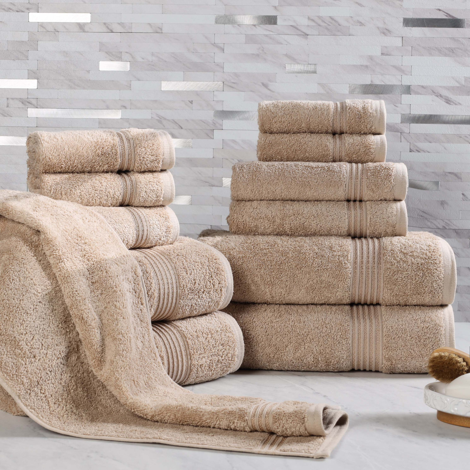 Guadlupe 12-Piece Egyptian Cotton Towel Set, Taupe