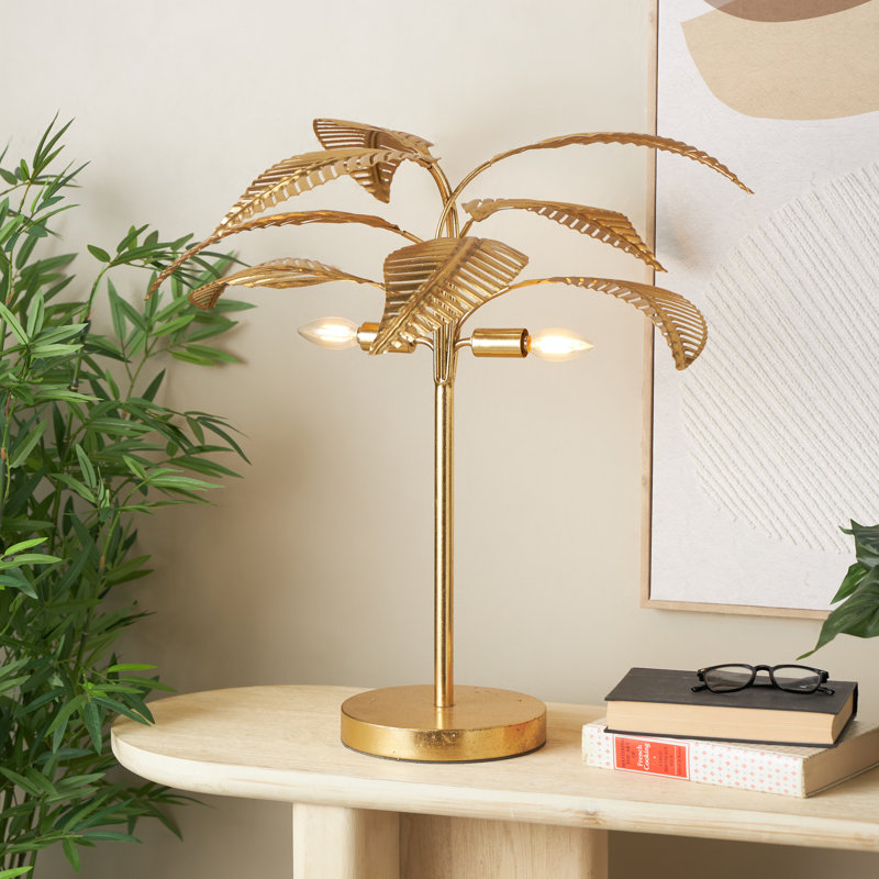 Lampe sur pied en métal avec base ronde, H 25,5 po x l 27 po x P 35 po