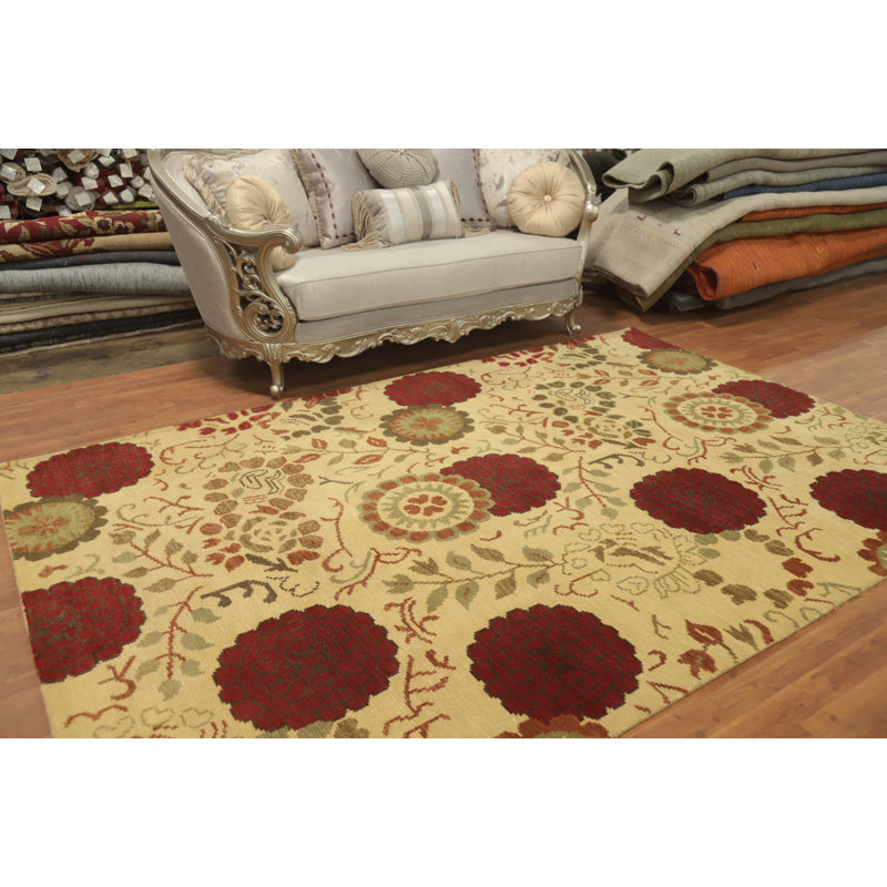 Tapis indien à motif floral All-Over 7 x 10