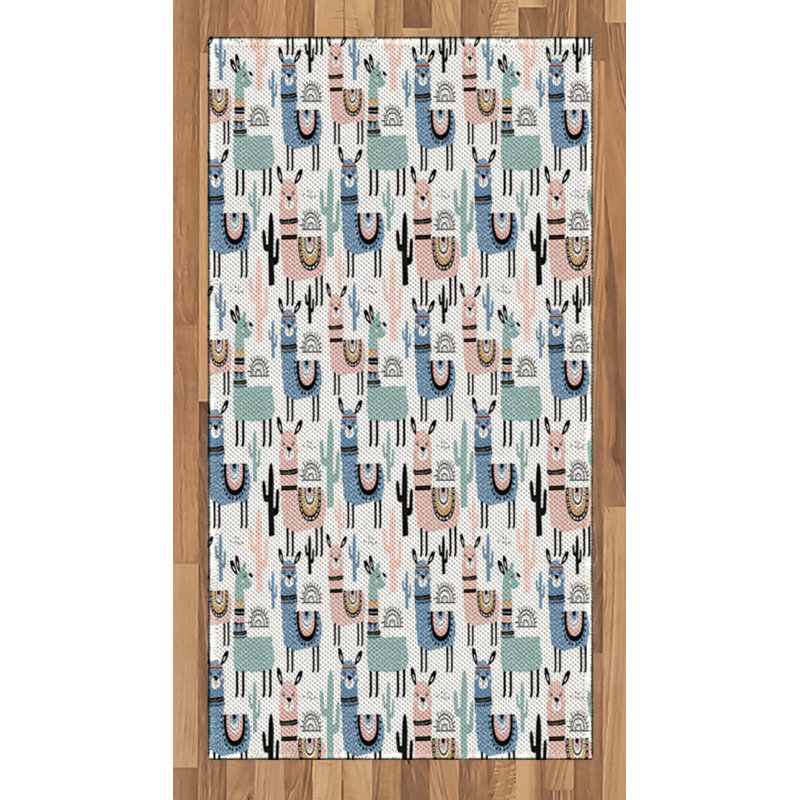 Tapis décoratif à motif de fibres longues à haute densité en fibres de lama, Rectangle 2 pi 7 po x 5 pi