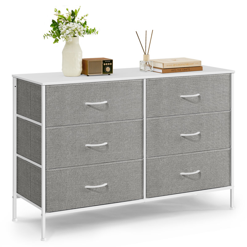 Commode à 6 tiroirs Mana, unité de rangement en tissu, P 15,7 po x l 46,1 po x H 30,5 po