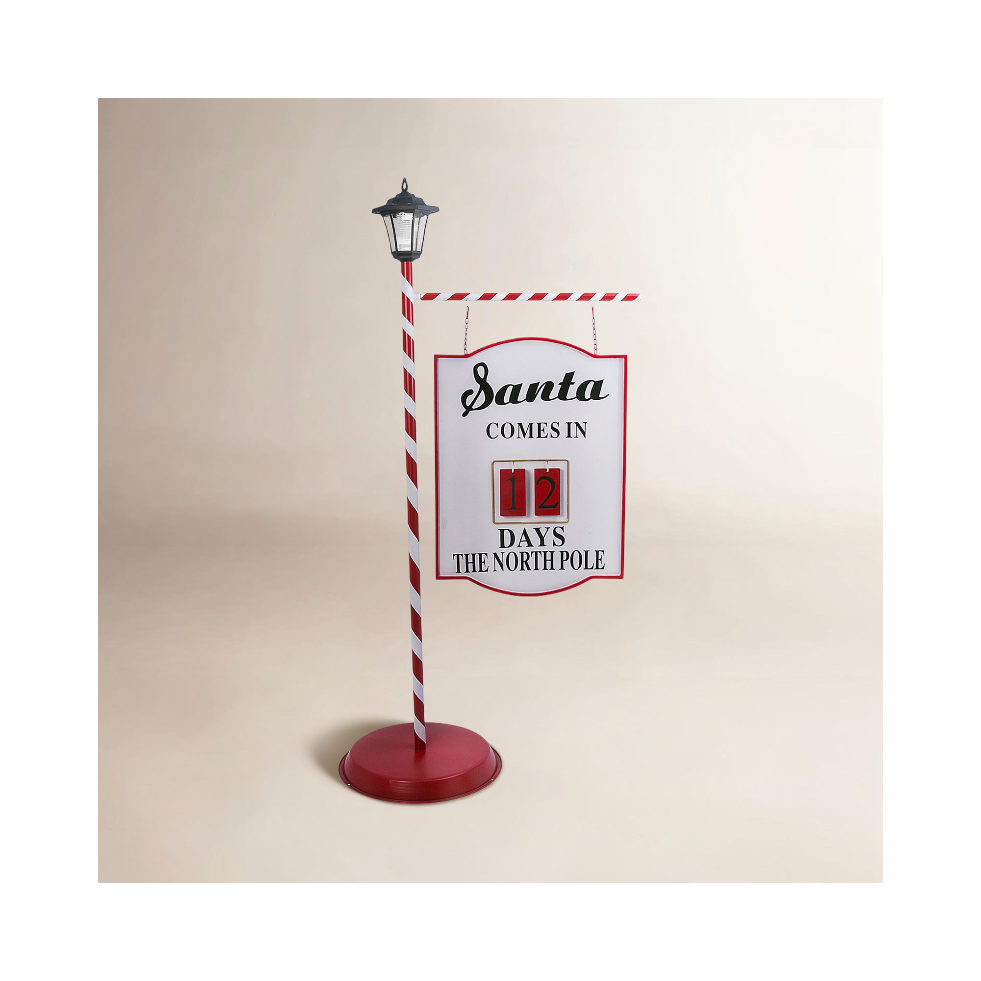 Illuminated 57.75 in H Solar Lighted Metal Santa with “JOY” Sign