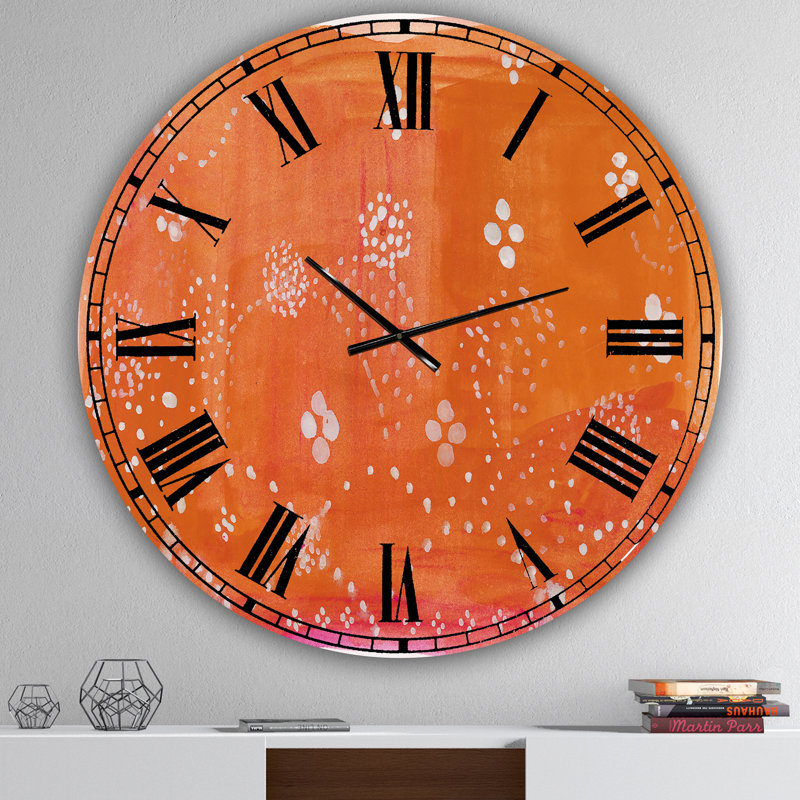 Horloge murale Mid-Century Indian Orange, Moyen