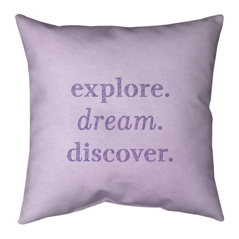 Housse de coussin en lin Handwritten Explore Dream, 14 po x 14 po, Mauve