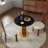 33.5" Contemporary 2 - Person Dining Table with Windmill Shape Wooden Pedestal Leg & Gold Base for Small Space-815892160