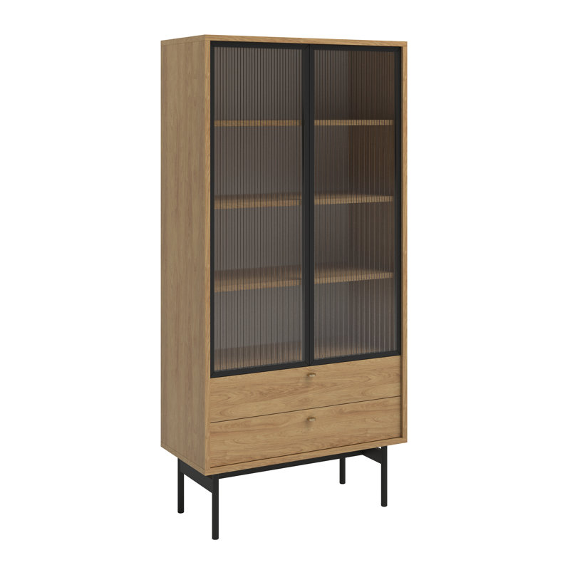 Alyssya Display Cabinet, Natural Hickory