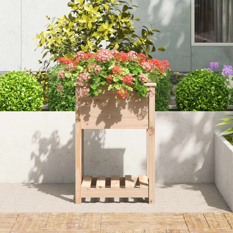 Aalap Wood Raised Garden Bed, Natural Brown, 81cm H x 54cm W x 54cm D