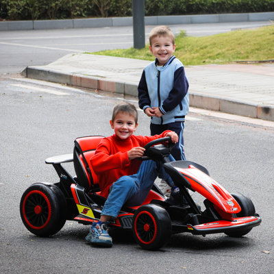 MUKIDY 24V Electric Go Kart,Drift Cart for 6-12 Years Old Kids Birthday Gifts,Battery Powered Outdoor Ride on Toy Electric Go Kart,with Soft Start, Music and Safety Belt-Red