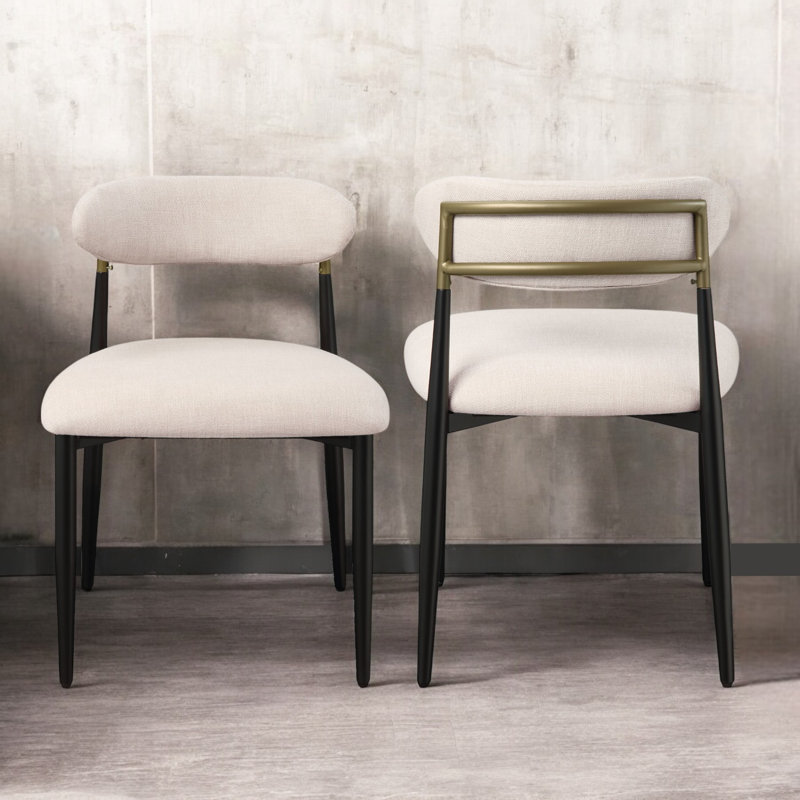 Jaramillo Armless Side Chair In Beige And Black (Set Of 2), Beige