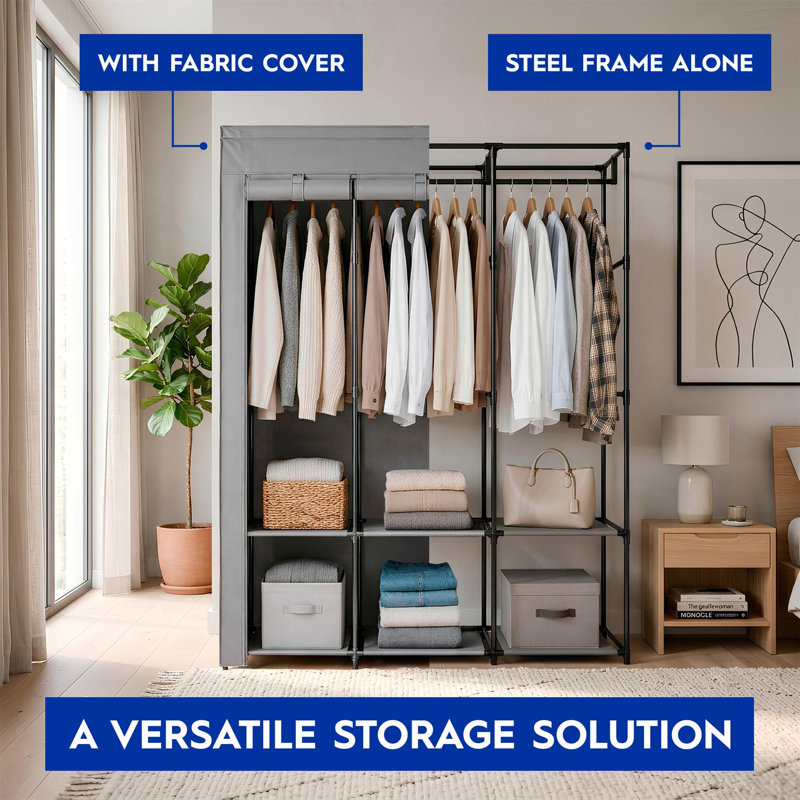 Metal Wardrobe, Grey, 211cm (W)