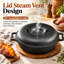 Plat de cuisson rond 11 po avec rôti en fonte et acier inoxydable, cocotte avec couvercle bombé