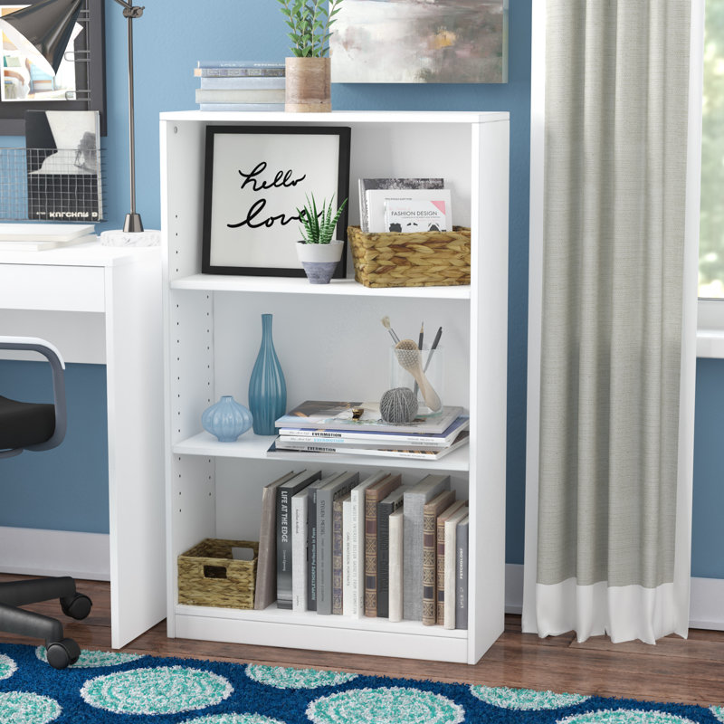 Bernabeu 3-Tier Adjustable Shelf Bookcase, White