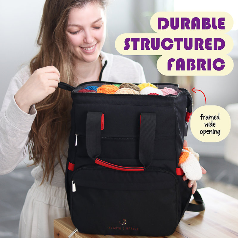 Hearth and Harbor Crochet Kit - Includes Backpack, Polyester Crochet Yarn, Hooks, Tutorials and More