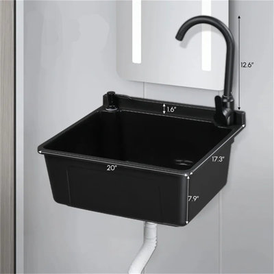 Plastic Wall-Mounted Utility Sink With Wall Bracket