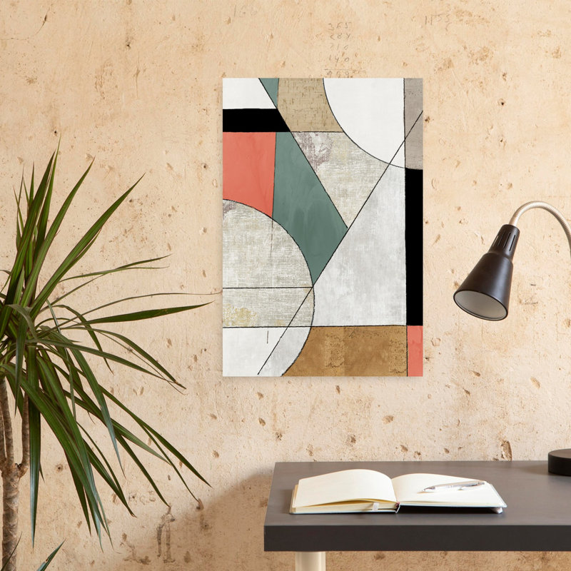 Pliage ensemble II, art géométrique minimaliste abstrait, H 24 po x l 16 po