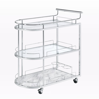 Vienna Chrome & Clear Glass Serving Cart