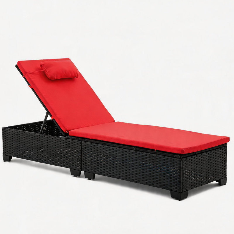 PE Rattan Outdoor Lounge Chair (Single), Red