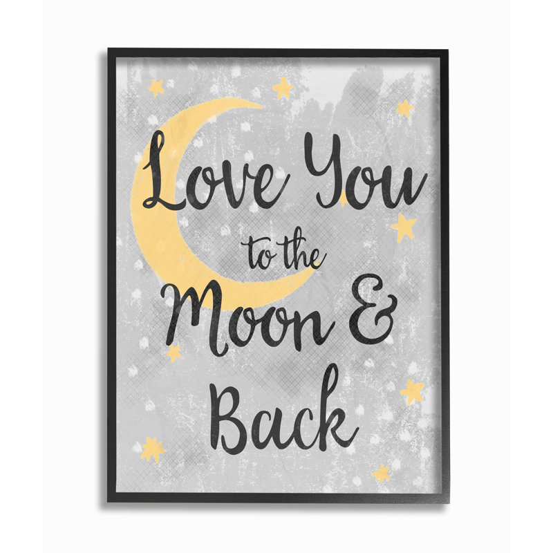 Art de lune Lerner Love You, H 14 po x l 11 po x P 1,5 po, Giclée encadrée noir minuit