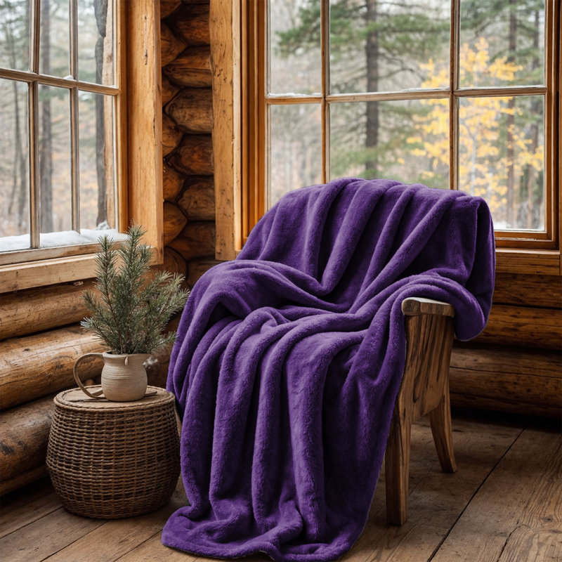 Jeté en molleton double face vison doux et chaud, Jeté (50 inc. X 60 inc.), Mauve