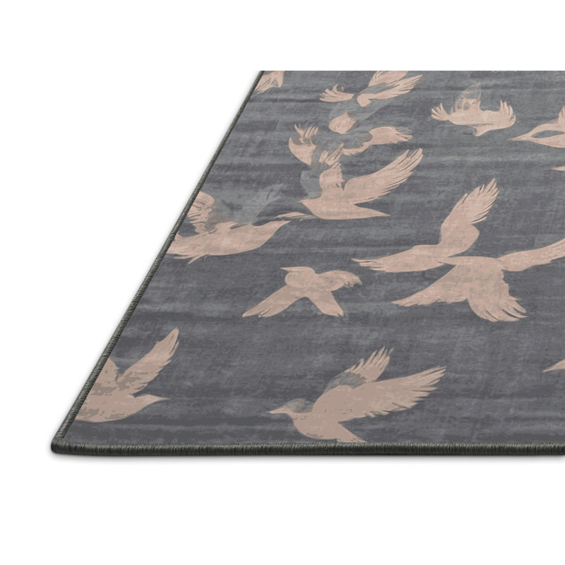 Tapis gris soyeux et moelleux, Rectangle 7 pi x 9 pi