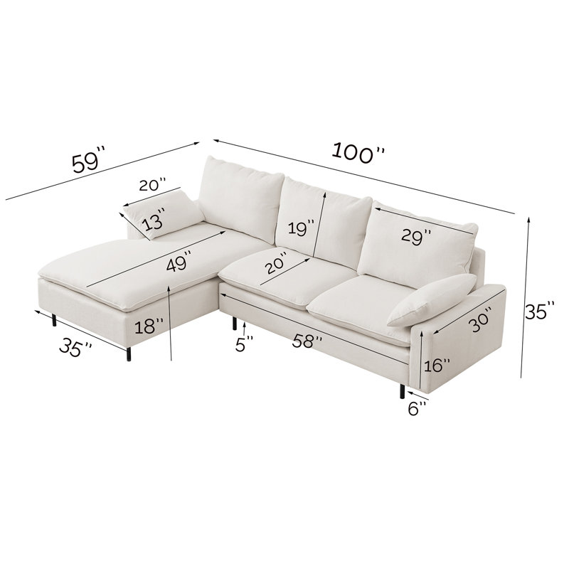 Canapé modulaire en L avec coussins décoratifs Arv? Ds, Lin beige