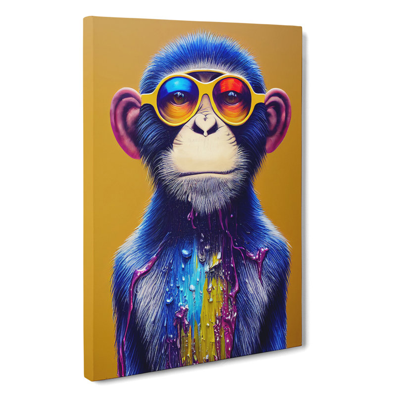 Paint Drip Monkey No.4 - Wrapped Canvas, 50cm H x 35cm W x 3cm D