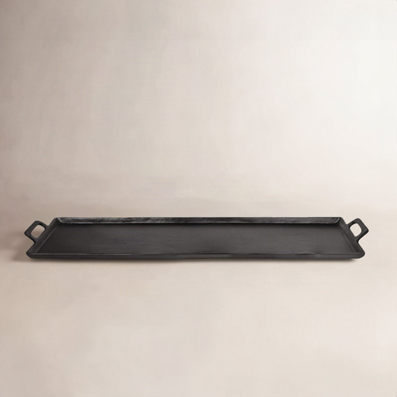Black Alum. Tray With Handles, 2" H x 10" W x 34" D