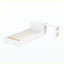 Lit plateforme moderne double avec bureau et rangements intégrés, tête de lit large, tiroirs au pied du lit, étagères latérales, lit blanc pour enfants et adolescents