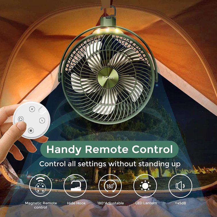 Rechargeable Camping Fan with LED Light & Remote