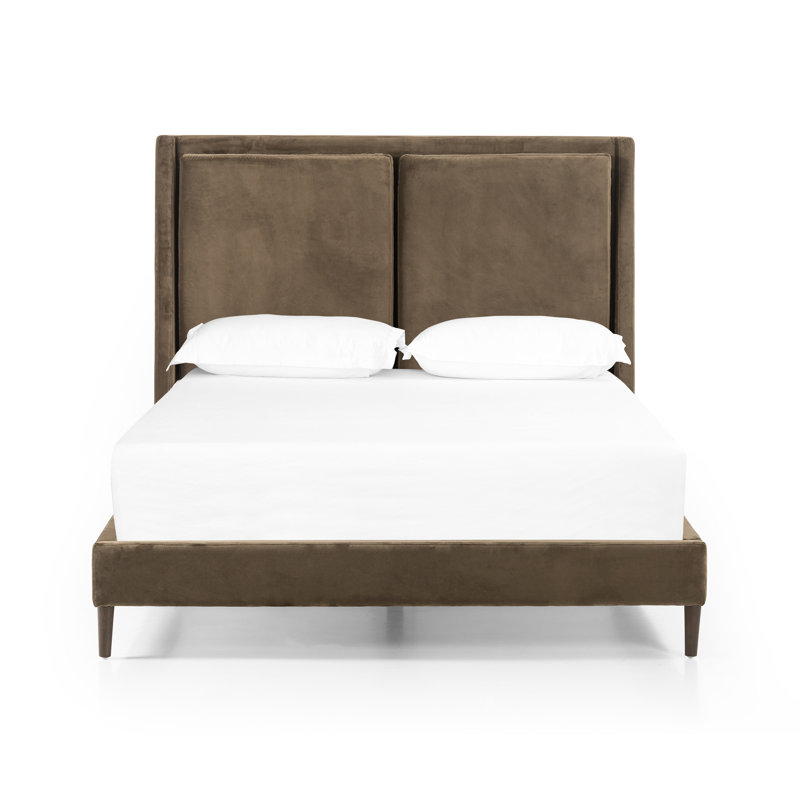 Aurelle Upholstered Wingback Bed, Queen, Surrey Olive