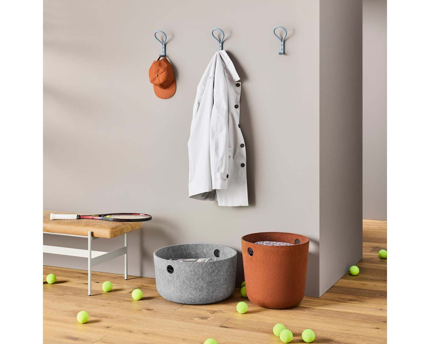 Olly Polyester Basket With Handles, Light Gray, 16" x 16"