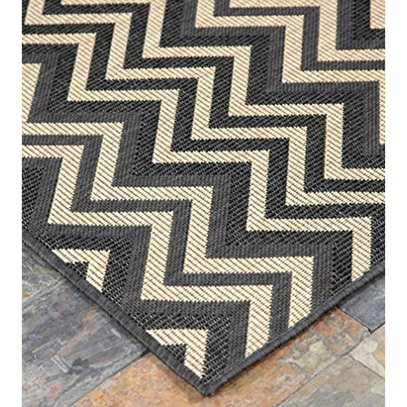 Tapis gris/beige/noir pour espace intérieur/extérieur Jurgensen, Rectangulaire 4 pi 5 po x 7 pi