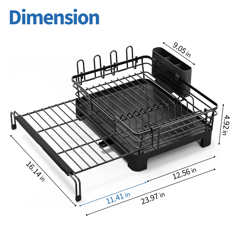 Stainless Steel Dish Drying Rack, Extendable Dish Rack for Kitchen Counter, Large Sink Drying Dish Drainer