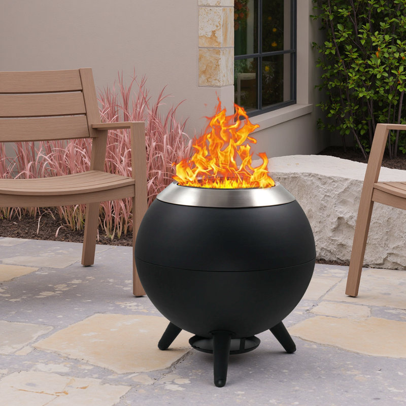 20" Smokeless Black Oval  Fire pit, Wood Burning Stainless Steel Outdoor Fire Pit , 15" H x 20.5" W x 20.5" D
