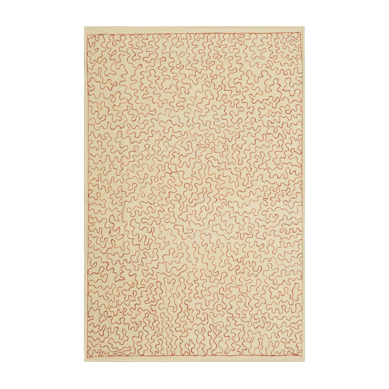 Tapis beige/rouge contemporain, Rectangle 8 pi x 10 pi
