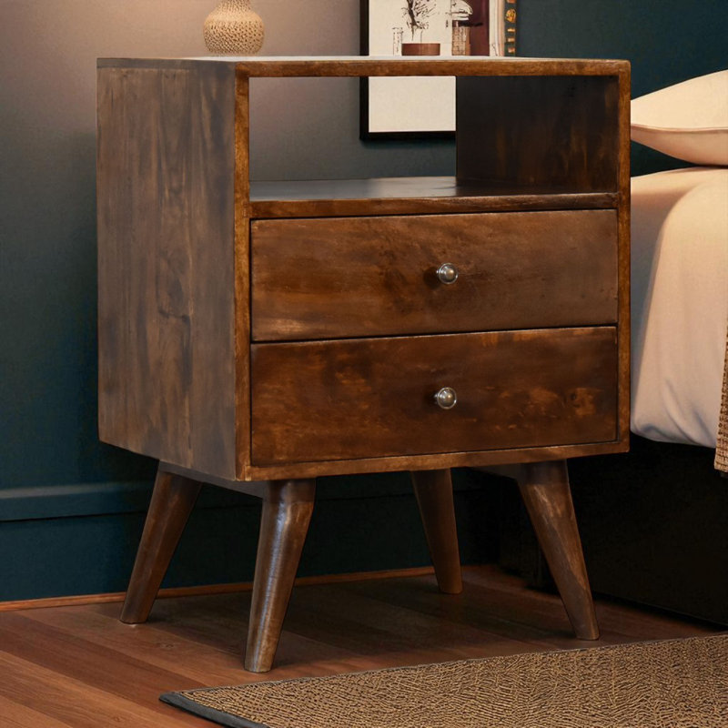 Datura 45cm W Solid Wood Bedside Table, Chestnut