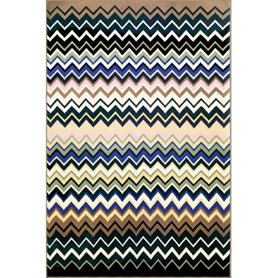 Multi-Colored Zigzag Geometric Triangle Shape Patterned Modern Decorative Rug