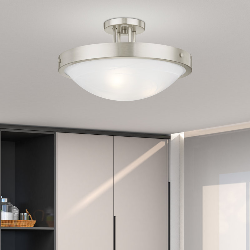 Plafonnier semi-encastré à 3 lumières de 16,5 po Ann, Nickel brossé