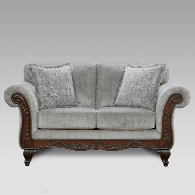 Hernen Carved Wood Frame Loveseat, Sofa