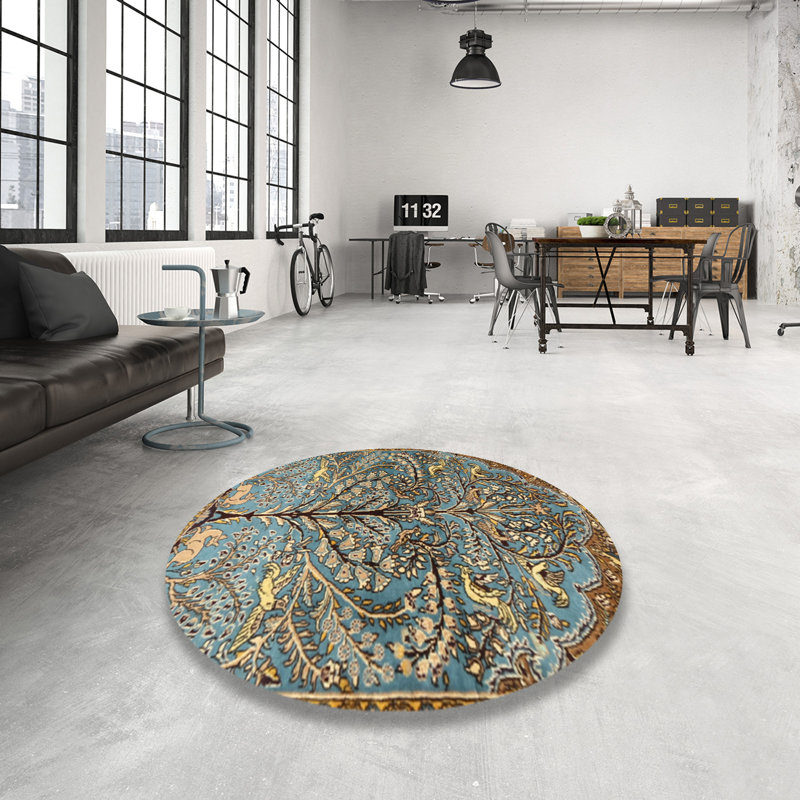 Tapis brun / bleu / jaune Arvide, Rond 7 pi