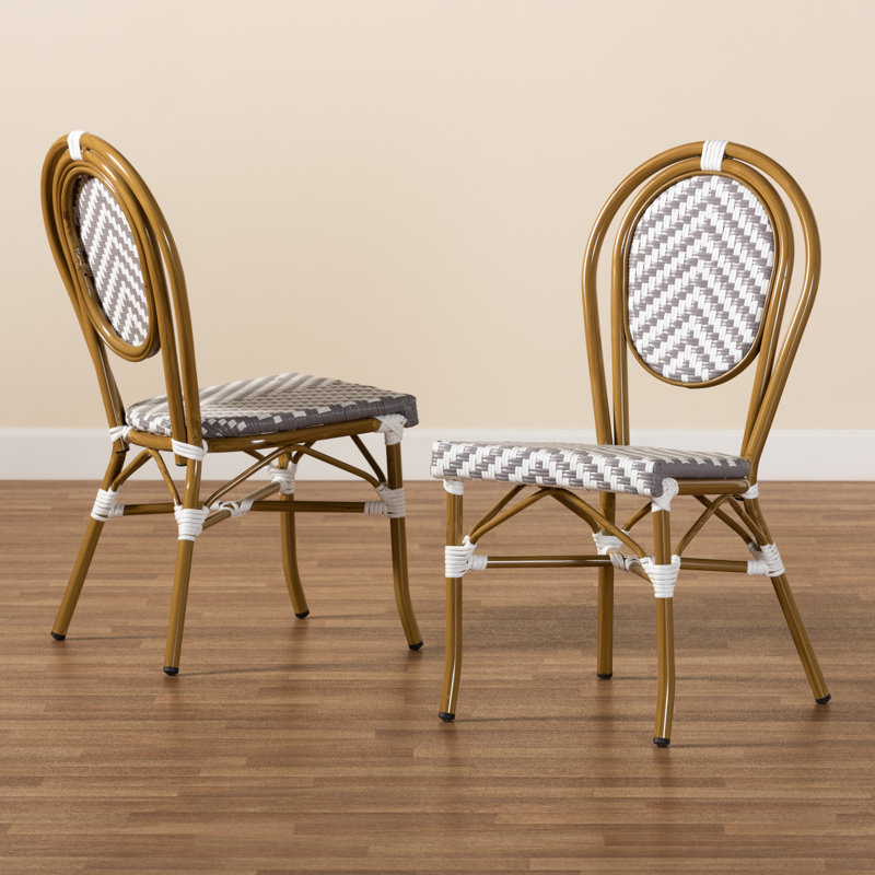 Classic French White and Grey Bamboo Style Dining Chair Set