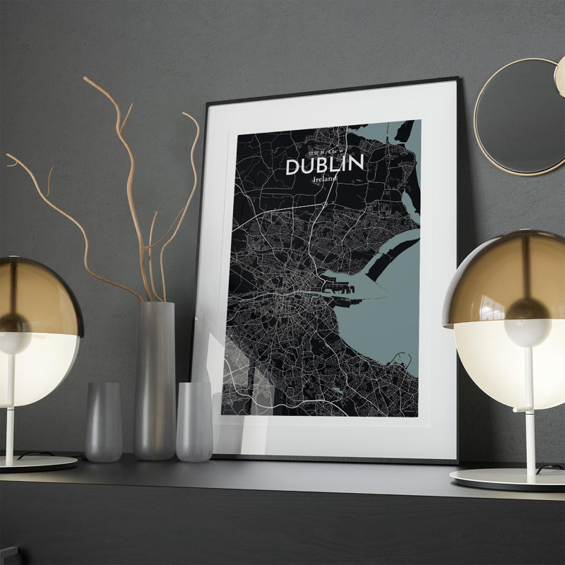 Dublin City Map In Midnight - No Frame Print, 17cm H x 11cm W x 0.05cm D
