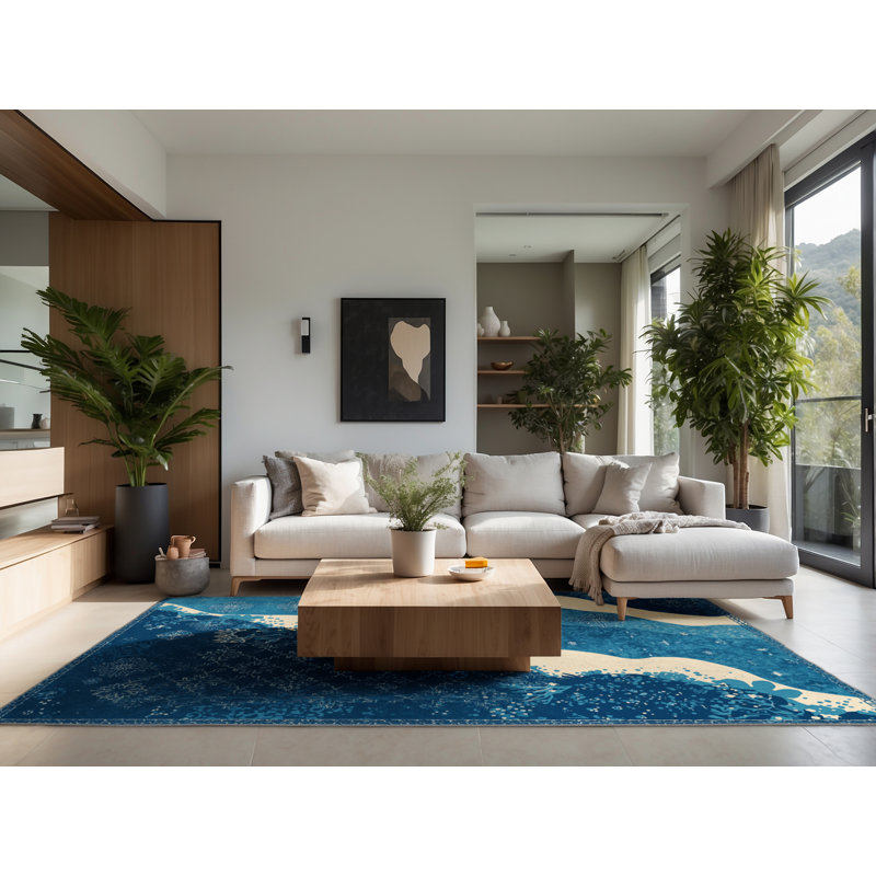 Tapis marocain doux et moelleux bleu d'inspiration mondiale Maspeth - reliure bleu bébé, 2 x 3