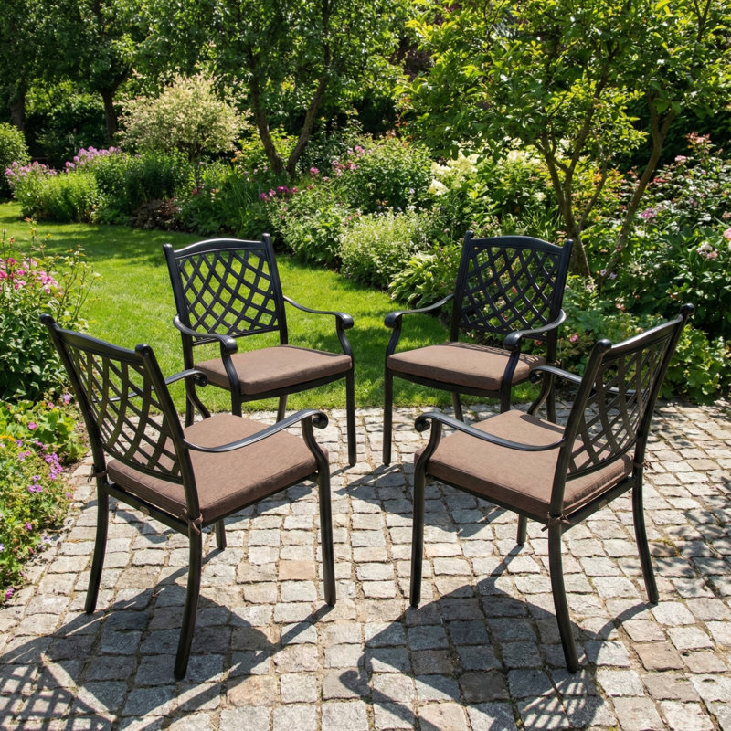 Stacking Patio Dining Armchair with Cushion